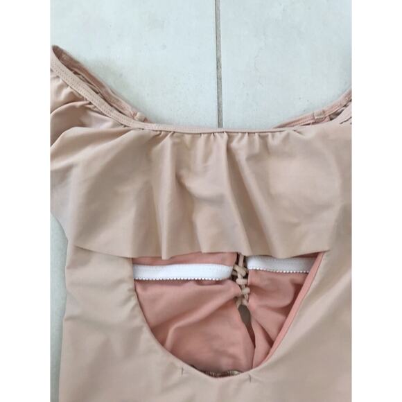 Uptown Bombshell Boutique Swim One Piece Swimsuit Ruffled Lace Up - Picture 4 of 5